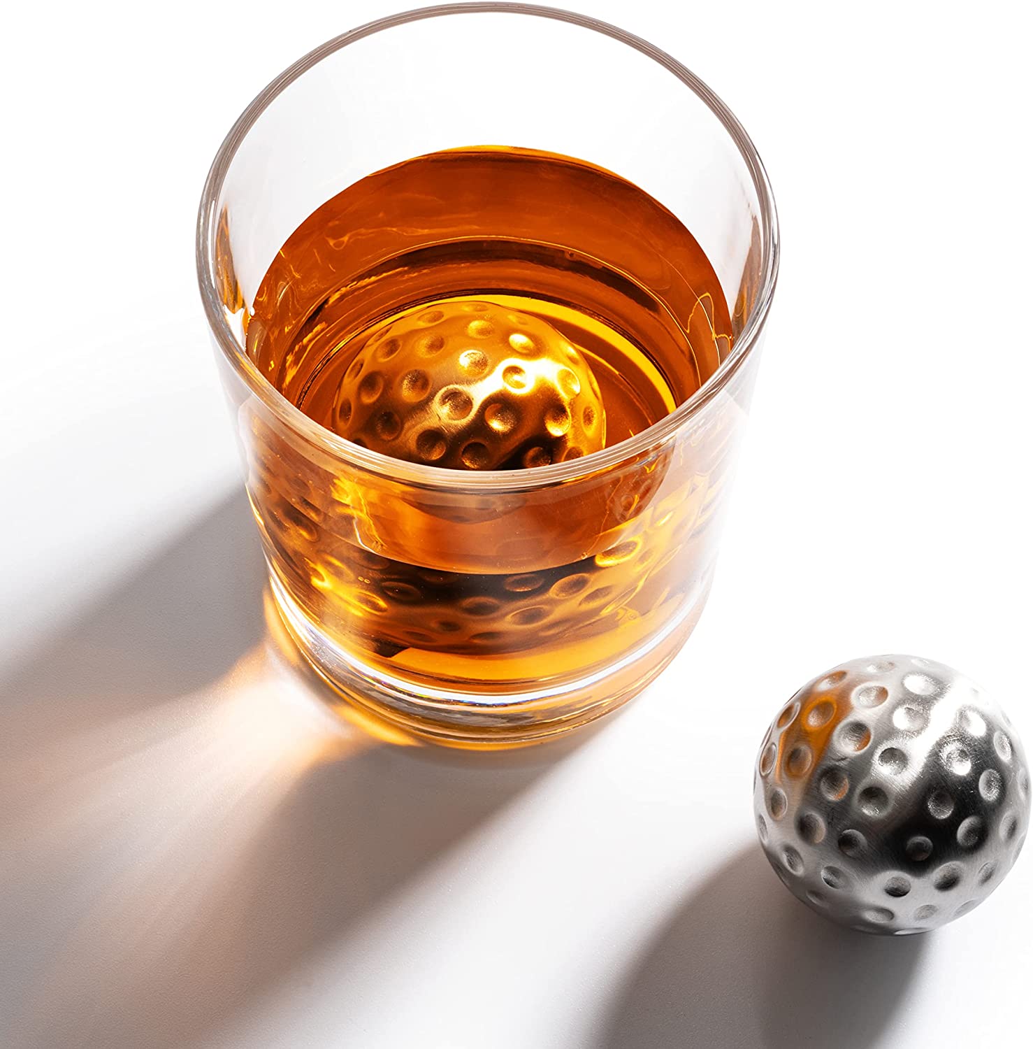 Luxurious Bar Gift Set - Golf Whiskey Glasses - Golf Ball Chillers - Tongs - Set in Premium Wood Box by The Wine Savant - Unique Whiskey Glass Set - Golf Gifts, Golfer Gifts, Gifts for Golf Lovers-4