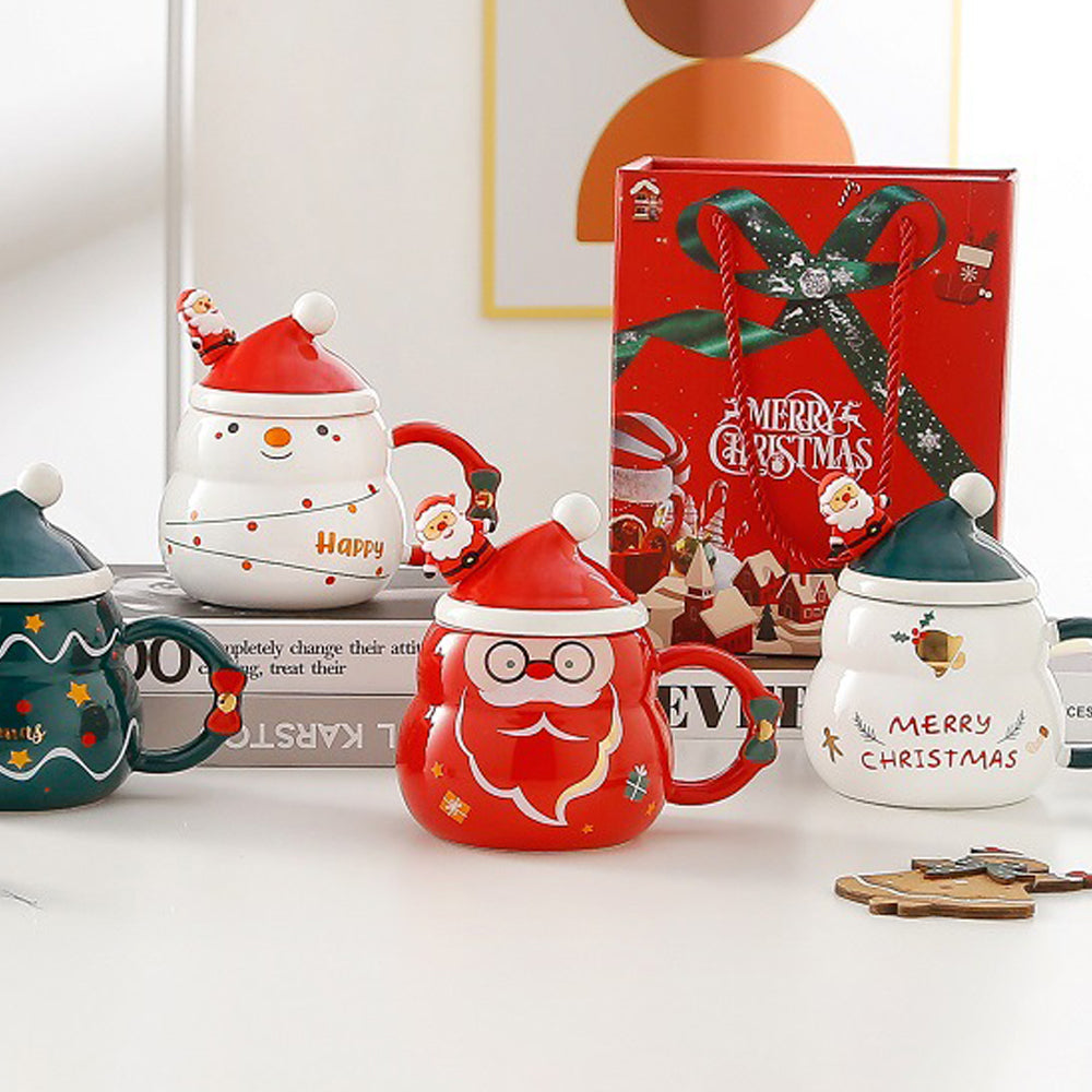 NNEDSZ Christmas Cup Gift Box Ceramic Mug Set Mug Gift Set Christmas Coffee Cup(Tree)-1