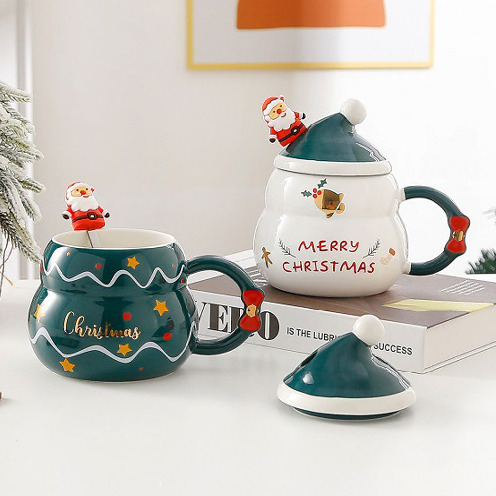 NNEDSZ Christmas Cup Gift Box Ceramic Mug Set Mug Gift Set Christmas Coffee Cup(Tree)-3