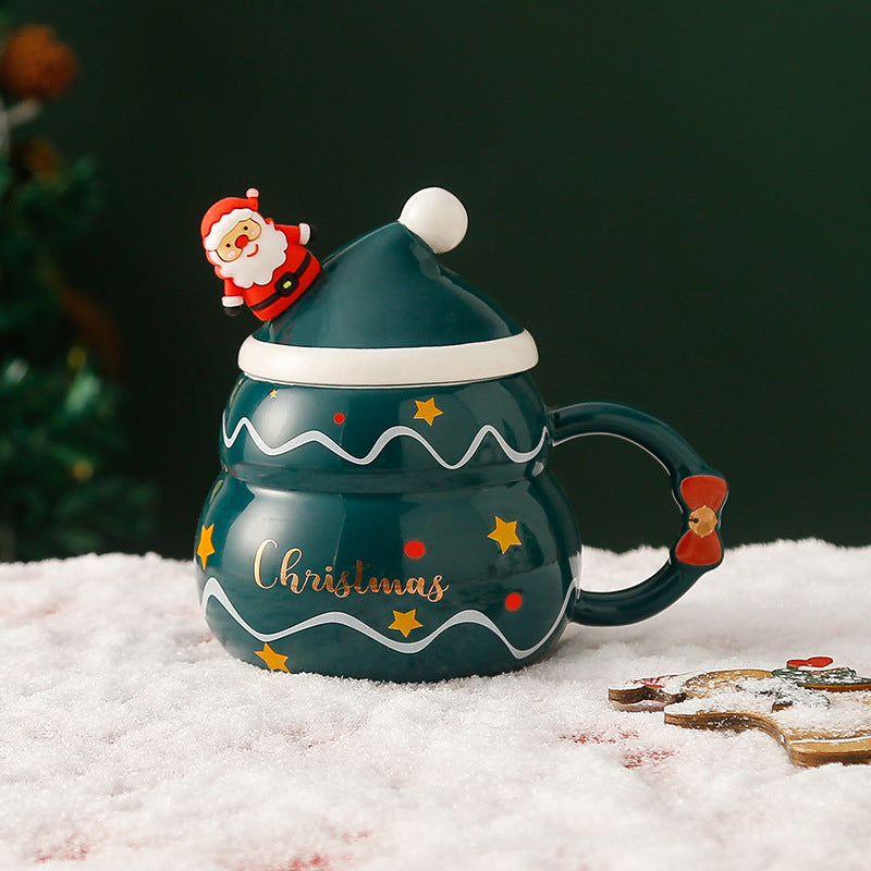 NNEDSZ Christmas Cup Gift Box Ceramic Mug Set Mug Gift Set Christmas Coffee Cup(Tree)-4