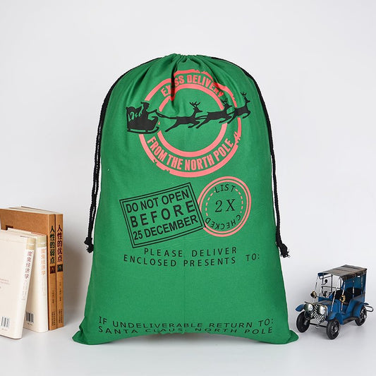 NNEDSZ Large Christmas XMAS Hessian Santa Sack Stocking Bag Reindeer Children Gifts Bag, Green - Express Delivery-0
